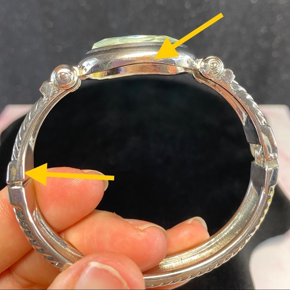 Vintage Elegant Statement Bracelet, Silver tone with Mirror - Picture 15 of 17